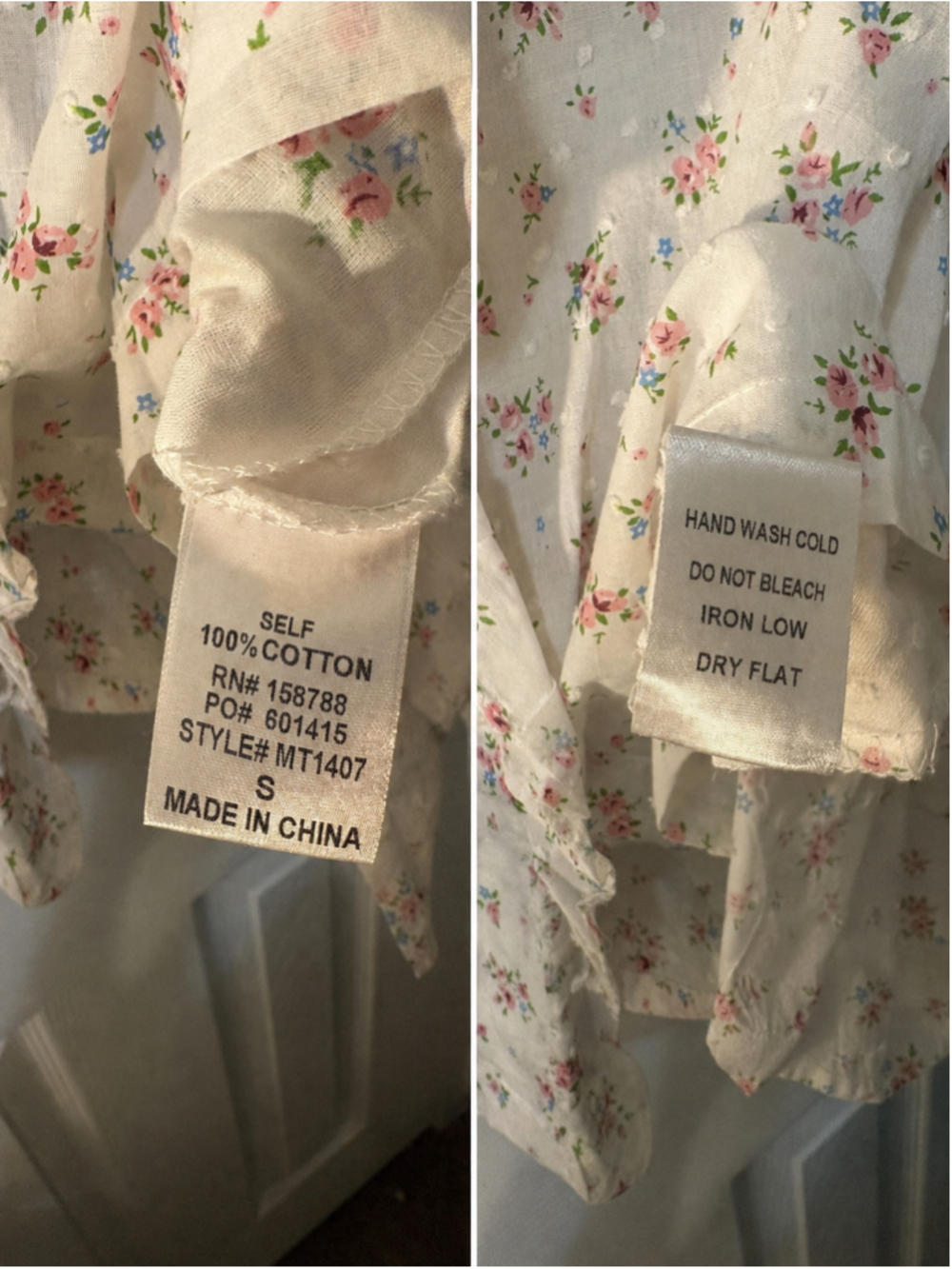 Women's Mable Floral Ruffle Blouse, Size S, White and Pink - Picture 8 of 10